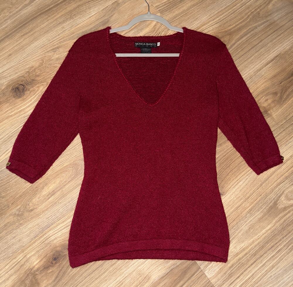Monica Bianco Milano V-Neck Sweater made with Kid Mohair - size M